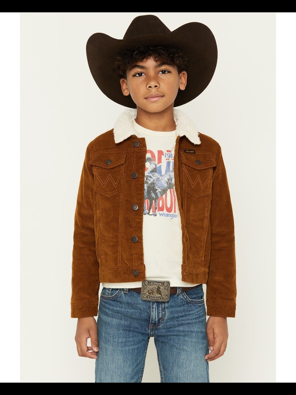 Wrangler Boys' Corduroy Sherpa Lined Button-Down Jacket
